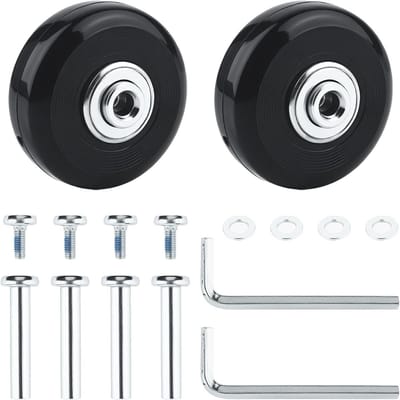 Reservewielen voor bagagekoffer, 50 mm x 18 mm, rubberen zwenkwielen, vervangende wielen voor koffers, 2 stuks, ideaal voor reizen en bagageonderhoud