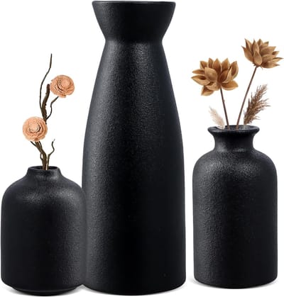 Minimalistische Witte Vaas Set van 3 Stuks voor Verse en Droge Bloemen, Pampasgras en Moderne Huisdecoratie