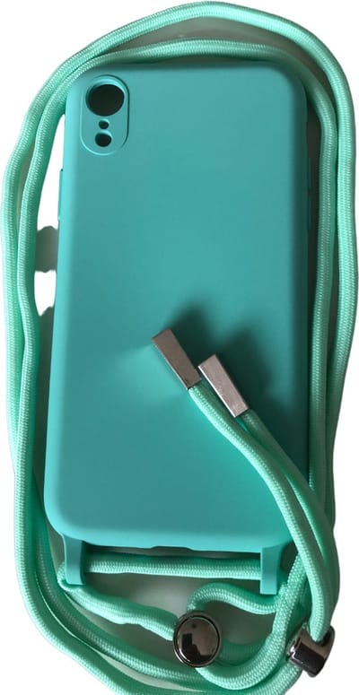 Siliconen Camera/Lens Bescherming Back cover hoesje met Koord - Geschikt voor iPhone XR - Turquoise