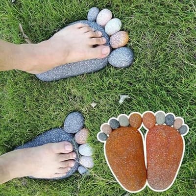 Stapstenen voor Tuin - Padstenen Tuindecoratie - Buitenpaden Aanleggen - Speels Voetpatroon - 29 cm - Grijs