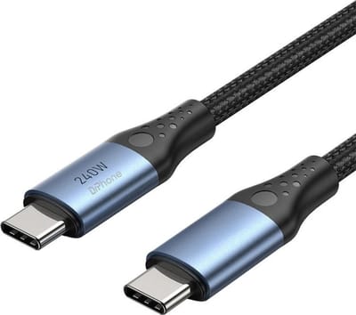 DrPhone ProX - USB-C naar USB-C kabel 240W 5A Snelle Oplaadkabel – Ondersteuning Carplay – E-Marker chip - Geschikt voor o.a iPhone Series, Galaxy Series – 1 Meter