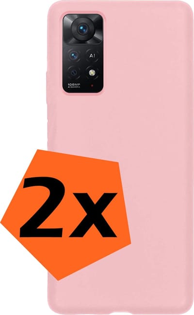 Hoes - 2 Stuks - Geschikt voor Xiaomi Redmi Note 11 - Sterk & Shockproof - Case Siliconen - Back Cover - Telefoon Hoes - Lichtroze