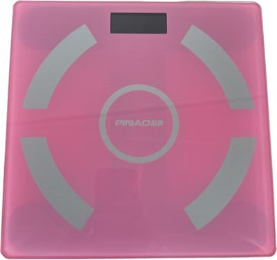Personenweegschaal met zeer nauwkeurige sensoren en gehard glas, elektronische digitale weegschaal (180 kg) - Roze