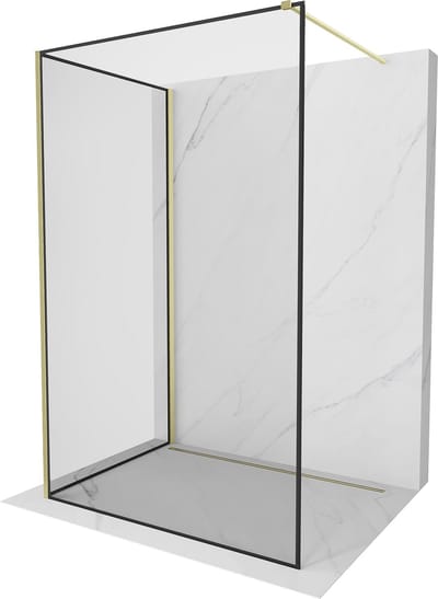 Mexen Kioto douchewand Walk-in 110 x 70 , zwart frame, gouden geborsteld - 800-110-212-55-70-070