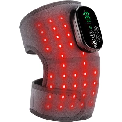 Multifunctionele LED Knie Massager 650nm en 850nm Rood Licht Verwarming Vibratie Massage Elektrische Kniebeschermer Been Gewricht Spier Ontspanning black