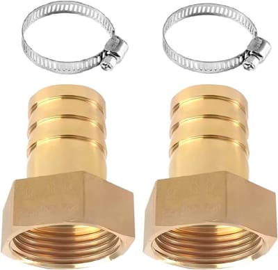 Set van 2 messing slangverbindingen met 1/2 inch vrouwelijke draad, interne draadplugadapter, slangklemmen en duurzame verbindingen voor tuingebruik