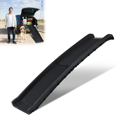 Hondentrap - Hondenhelling Opvouwbaar - Veilig Instappen Auto - Antislip Schuurpapier Oppervlak - 156 x 40 cm - Zwart