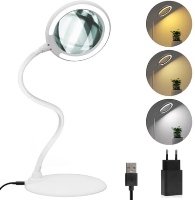 Unyqoos® Verstelbare vergrootlamp met drie kleurinstellingen en flexibele zwanenhals