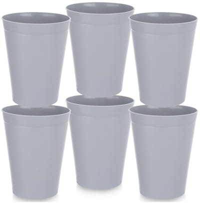 Mokken Plastic Grijs 300 ml 6 stuks - Set - Bekers - Koffiebekers - Kopjes - Koffiemok