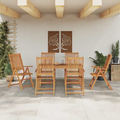 vidaXL - Tuin - Eettafel - Set - 7 - st - Naturel - Massief - Acacia - Hout