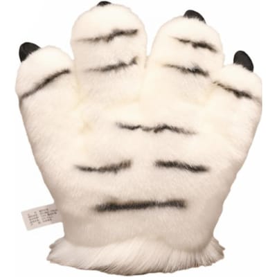 Gesimuleerde Dierpoten Handschoenen Gevuld Pluche Textuur Nep Tijgerpoten Handschoenen Gestreept Design Zachte Beerpoten Handschoenen Kostuumfeest white
