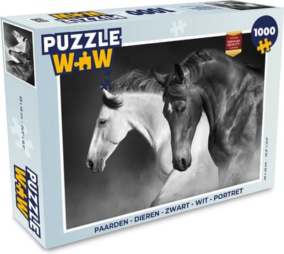 Puzzel Paarden - Dieren - Zwart - Wit - Portret - Legpuzzel - Puzzel 1000 stukjes volwassenen