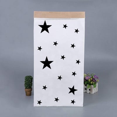 Opbergdoos kraftpapier - Papieren mand - Huishouden organiseren - Inklapbaar ontwerp - 32 x 61 x 16 cm - Ster patroon