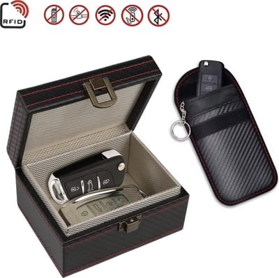RFID Anti Diefstal Auto Sleutel Box + RFID sleutel hoesje - Kooi van Faraday - Autosleutel RFID Antidiefstal - Keyless Entry - Signaal Blocker - Anti Diefstal - Anti Skim Autosleutel RFID Antidiefstal - RFID Luxe Box - Keyless Entry Beschermdoos