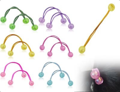 Dailygoods- Haarelastiekjes Set van 12 - Elastische Banden met Dubbele Bal - Voor Meisjes - Kledingaccessoires - Duurzaam en Comfortabel - Haarband