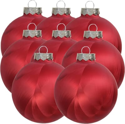 Othmar Decorations Luxe kleine kerstballen - 8x st - 8 cm - rood - glas - ice finish