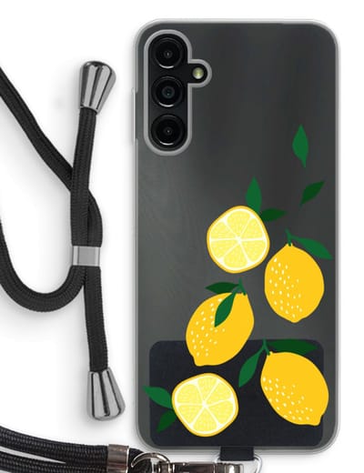 Case Company® - Hoesje met koord geschikt voor Samsung Galaxy A14 hoesje met Koord - You're my lemon - Telefoonhoesje met Zwart Koord - Bescherming aan alle Kanten en Over de Schermrand