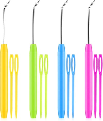 4 stuks naaldhaken breinaalden met 8 stuks naainaalden van kunststof, breigaren naald voor breigools, Knitting Loom Hook breiframe haken voor breiforums en breihandwerk