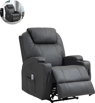 Massagestoel - Relaxfauteuil - Zetel - 1 persoons - Met armleuning - Zeer comfortabel - Elektrisch - Donkergrijs