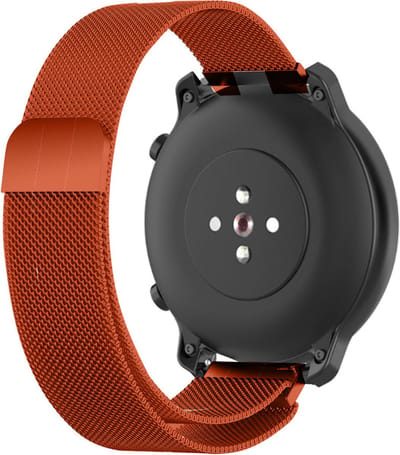 Strap-it Milanees bandje 22mm - luxe smartwatch horlogeband geschikt voor Samsung Galaxy Watch 1 46mm / Galaxy Watch 3 45mm / Gear S3 Classic & Frontier - Amazfit GTR 47mm / GTR 2 / GTR 3 - OnePlus Watch - oranje