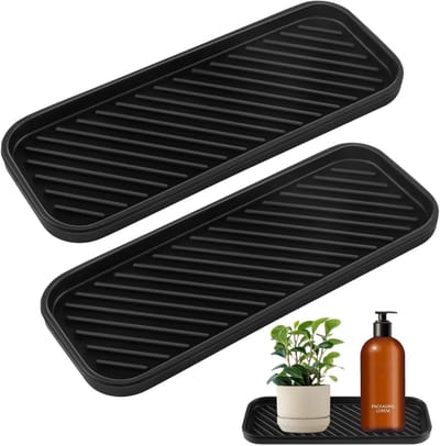 EXCITAT 2 stuks - Afvoerrek - Siliconen afvoerrek - Gootsteenorganizer - Geschikt voor keuken, badkamer, wasruimte, kaptafel - Zwart
