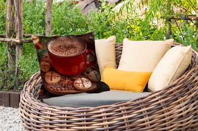 Sierkussen Buiten - Chocolademelk - Mok - Winter - Kerst - Gezelligheid - 60x60 cm - Weerbestendig