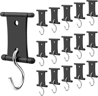 LISM-16-delige set auto-luifellampclip, luifelhaak, dubbelzijdige houder voor camperlamp, luifelhaak - zwart