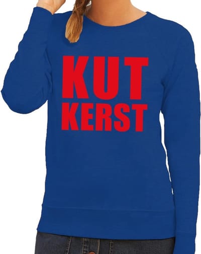 Foute kersttrui / sweater Kutkerst blauw voor dames - Kersttruien S