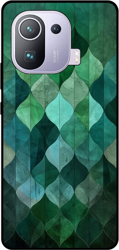 Smartphonica Telefoonhoesje Geschikt voor Xiaomi Mi 11 Pro met groene bladeren opdruk - TPU backcover case green leafs design geschikt voor Xiaomi Mi 11 Pro