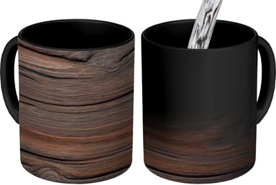 Magische Mok - Foto op Warmte Mokken - Koffiemok - Hout - Grillige nerven - Magic Mok - Beker - 350 ML - Theemok