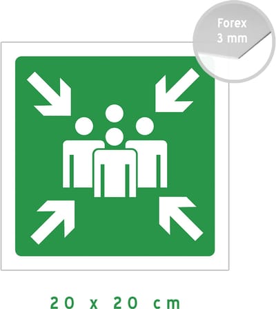 Pictogram/ bord | Verzamelplaats evacuatie | 20 x 20 cm | Witte rand | Verzamelpunt | Calamiteit | Noodsituatie | 1 stuk