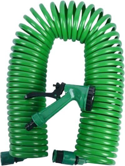 Flexibele tuinslang - Krulslaang - Tuin water geven - 5 sproeistanden - 10 meter - Groen