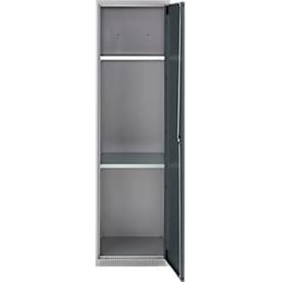 Schäfer Shop Genius multifunctionele kast FS, modulair, afzonderlijk uittrekbaar, 2 legborden, tot 250 kg, B 545 x D 520 x H 1950 mm, staal, blank aluminium/antracietgrijs