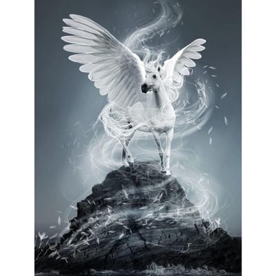 Peinture Diamant 5D DIY  Cheval Blanc Volant  Mosaïque Point de Croix Motif Artistique Broderie Diamant Artisanat Décoration de Maison Full Round (20X30CM)