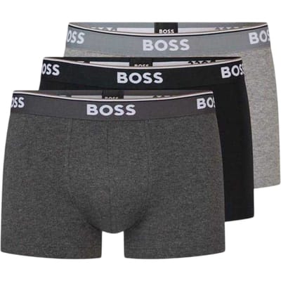 Boss Heren Bodywear Logo Boxershorts (Set van 3) (Grijs/Zwart)