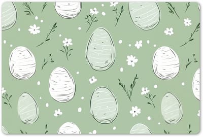 Placemats 45x30 cm - Placemat kunststof - 1 stuk - Groen - Eieren - Patroon - Borden onderleggers - Decoratie voor op tafel - Keuken tafeldecoratie accessoires - Vinyl onderlegger - Tafelversiering