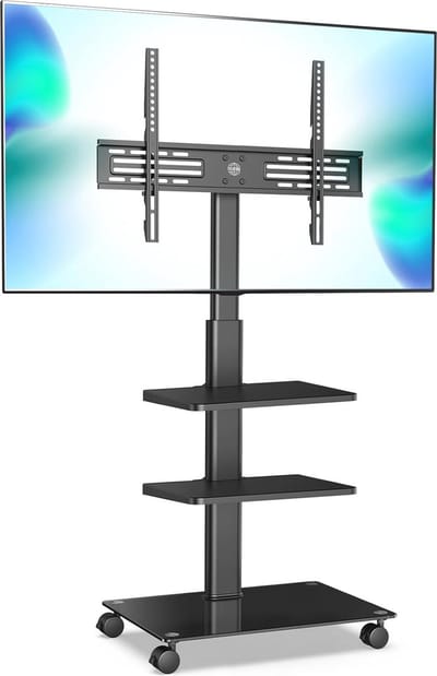 Verstelbare TV Standaard op Wielen voor 32-60 inch Televisies - Draaibaar en Hoogte Instelbare Trolley