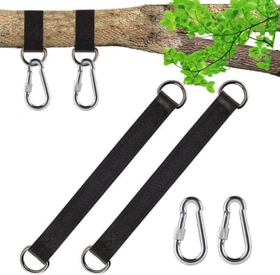 Hangmat Bevestiging - Schommel Ophangset - Veilig Ophangen - Boom Beschermend - 2 Stuks - Zwart