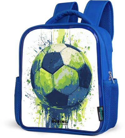 NoBoringSuitcases.com® - Rugzak blauw - Schooltas jongens - Voetbal - Verf - Groen - Blauw - Kinder rugtas jongen - Boekentas kind - Kinderrugzak voor school - Schoolrugzak