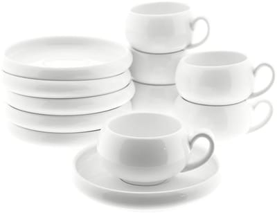 Belicia - Koffieset - 12-delig - Wit - 220ml - Porselein - Koffiekopjes