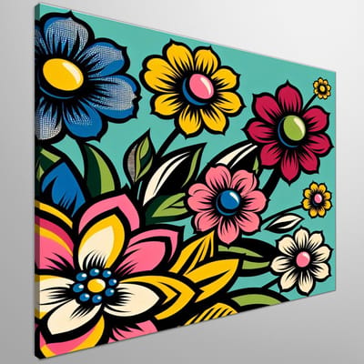 Pop art bloemen schilderij | Flower Power: Een moderne twist op traditionele bloemenkunstwerken | Kunst - 100x100 centimeter op Canvas | Foto op Canvas