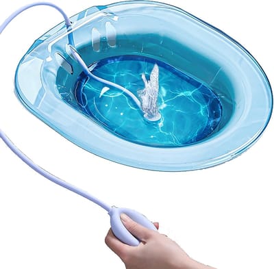Zitbadbak, intieme wasbak voor na de bevalling, toilet-zitbad voor perineum weekbehandeling, past op de meeste toiletten, blauw