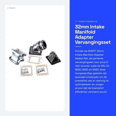 Dailygoods - 32mm Intake Manifold Adapter - Vervangingsset - Hoogwaardige kwaliteit - Voor 2-takt scooters - Verbetert brandstofefficiëntie - Geschikt...