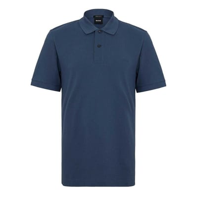 Boss Herenpolo van katoen met geborduurd Pallas-logo (Blauw)