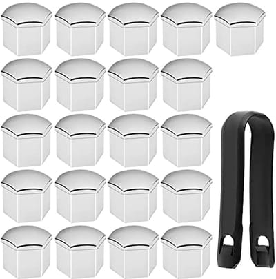 21 Stuks Wielmoer Bout Decor Covers 21mm - Zilveren Hub Schroef Cover en Verwijderingshulpmiddel