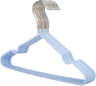 Set van 10 antislip kledinghangers met rubberen coating - duurzame metalen kleerhangers voor jassen, broeken, rokken - kastnization (blauw)