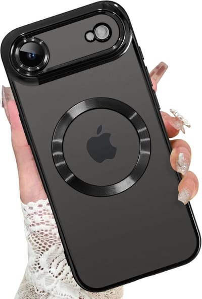 Magsafe Hoesje Geschikt voor iPhone Air hoesje Transparant / Zwart - Lens beschermer – backcover