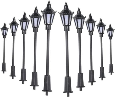 10 Stks LED Straatlantaarns Gauge H0 voor TT 00 Verstelbare Lengte voor Lamp Verlichting Park Model Spoorweg Landschap DIY Ecologische Bo voor TTle (cale: 1: 50-1: 100)