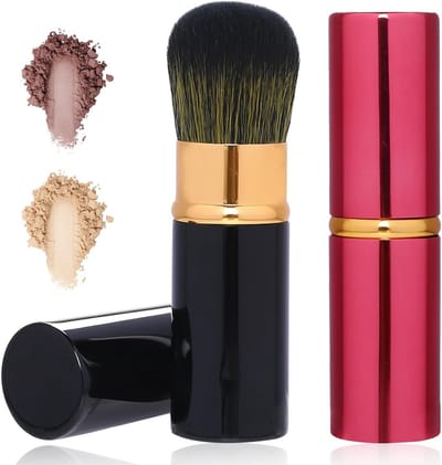 Set van 2 Inklapbare Kabuki Make-upkwasten, Draagbare Foundationkwast, Ultra Zachte Haren voor Blush, Bronzer en Highlighter, Perfect voor Reizen en Dagelijks Gebruik
