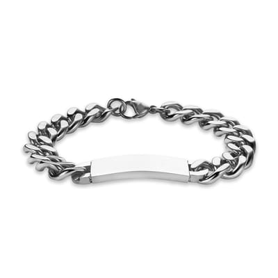 Twice As Nice Armband in edelstaal, gourmet ketting met naamplaat 21cm